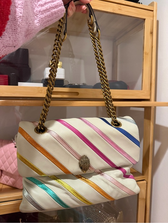 Kurt Geiger Handbags - Authentic Kurt Geiger White Quilted Shoulder Bag with Multicolor Stripes